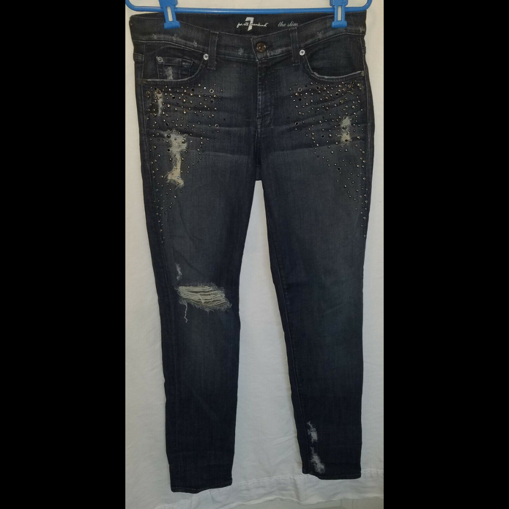 7 FOR ALL MANKIND Size 30 Slim Jeans Studded